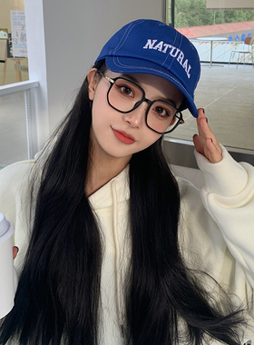 蓝色帽子女新款字母棒球帽韩版显脸小情侣时尚美式鸭舌帽男ins潮