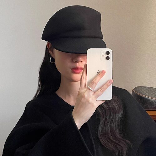 澳毛报童帽女秋冬马术帽贝雷帽