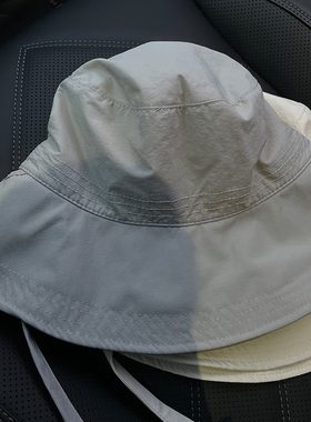 日系轻薄防晒渔夫帽女夏季出游太阳帽蝴蝶结大帽檐遮脸显脸小盆帽