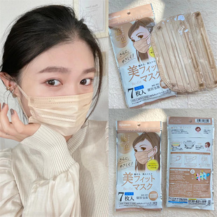 日本IRIS口罩裸粉色小颜双鼻梁条粉杏色防脱妆透气爱丽思16.5cm女