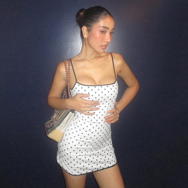 gusty法式复古风波点紧身包臀吊带裙女欧美辣妹纯欲连衣裙短裙子,女装/女士精品,连衣裙,淘宝优惠券,粉丝福利购,淘宝优惠卷