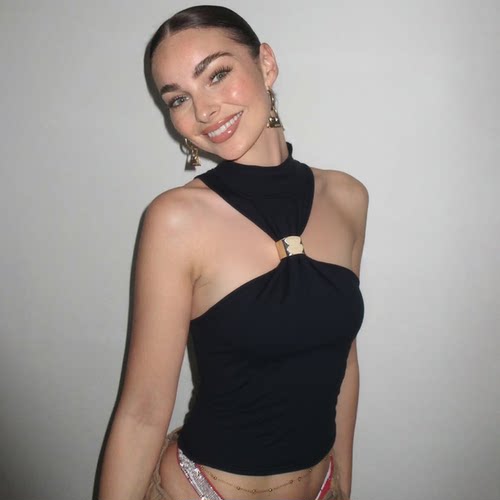 欧美辣妹金属扣吊带背心拽姐上衣