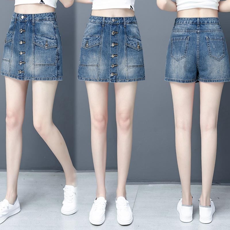 湘凌妃官方旗舰店官网牛仔短裤女装以纯色薄款夏季2020新款高腰68