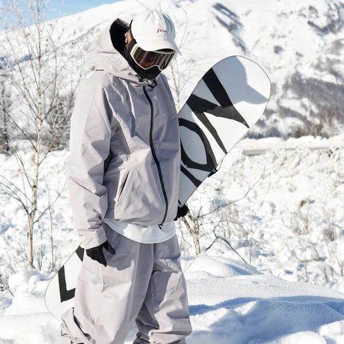 雪否加绒灰色防水防风滑雪套装