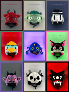 滑雪头盔帽套原创暗黑系列毛绒头盔套男女卡通潮酷滑雪帽子保暖