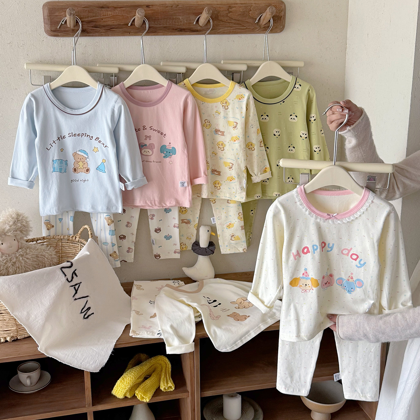 儿童莱卡棉内衣套装男女童宝宝秋衣秋裤棉质睡衣家居服春秋冬打底