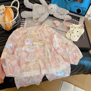 春天新款女装套装儿童家居服小中大童宝宝纱布衣服婴儿棉纱睡衣夏