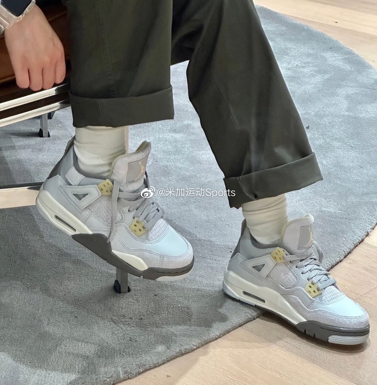 正品air jordan 4 aj4电母灰绿灰兔子男女复古休闲球鞋dv3742-021