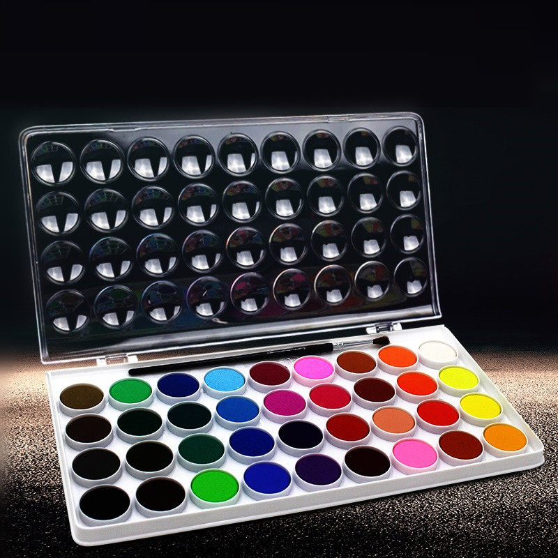 雄狮固体水彩颜料套装36色粉饼初学者小学生美术用品写生水彩画画色彩