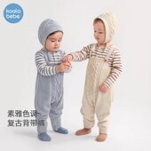 考拉鼻鼻婴幼儿背带裤 麻花菱纹 宝宝连体针织毛线长裤 秋季 举重裤