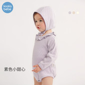 薄款 考拉鼻鼻宝宝包屁衣婴儿四季 长袖 哈衣三角爬春秋衣服爱心提花