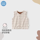 宝宝外穿小马夹坎肩焦糖格子 婴儿马甲春秋款 考拉鼻鼻 清仓款