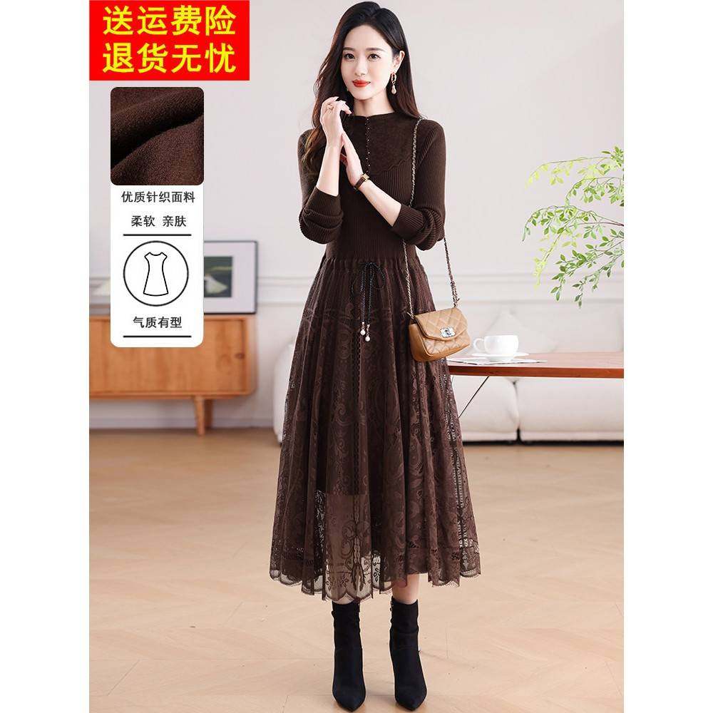 半高领毛衣打底裙秋冬2025新款配大衣羊毛长裙假两件针织连衣裙女,女装/女士精品,连衣裙,淘宝优惠券,粉丝福利购,淘宝优惠卷