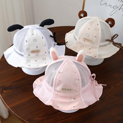 婴儿帽子小兔网眼太阳帽女宝宝