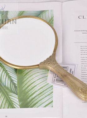 印度黄铜便携手工制作梳妆镜摆件