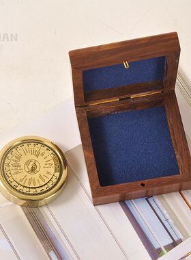 欧洲进口纯铜罗盘万年历古董