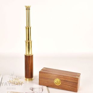 印度黄铜复古望远镜摆件单筒高倍高清加勒比海盗男生礼物书房摆投