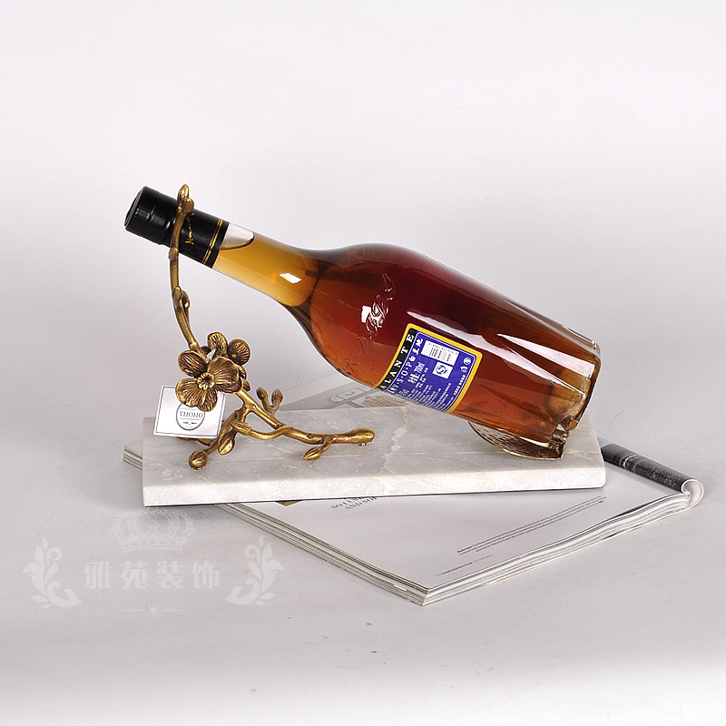 印度进口北欧纯铜大理石酒架北欧ins创意家用餐桌红酒架个性摆件