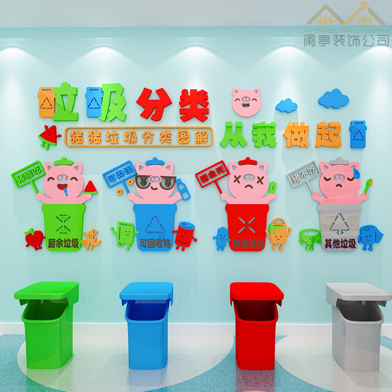 幼儿园卡通垃圾分类标识贴纸