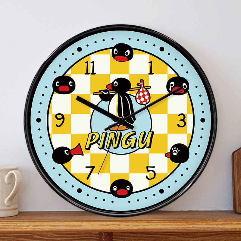 PINGU企鹅家族卡通挂钟创意钟表儿童房静音家用客厅卧室早教学习