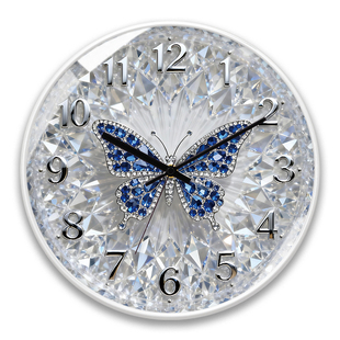 蝴蝶北欧钻石餐厅轻奢挂钟钟表静音客厅卧室墙家用创意时钟石英钟
