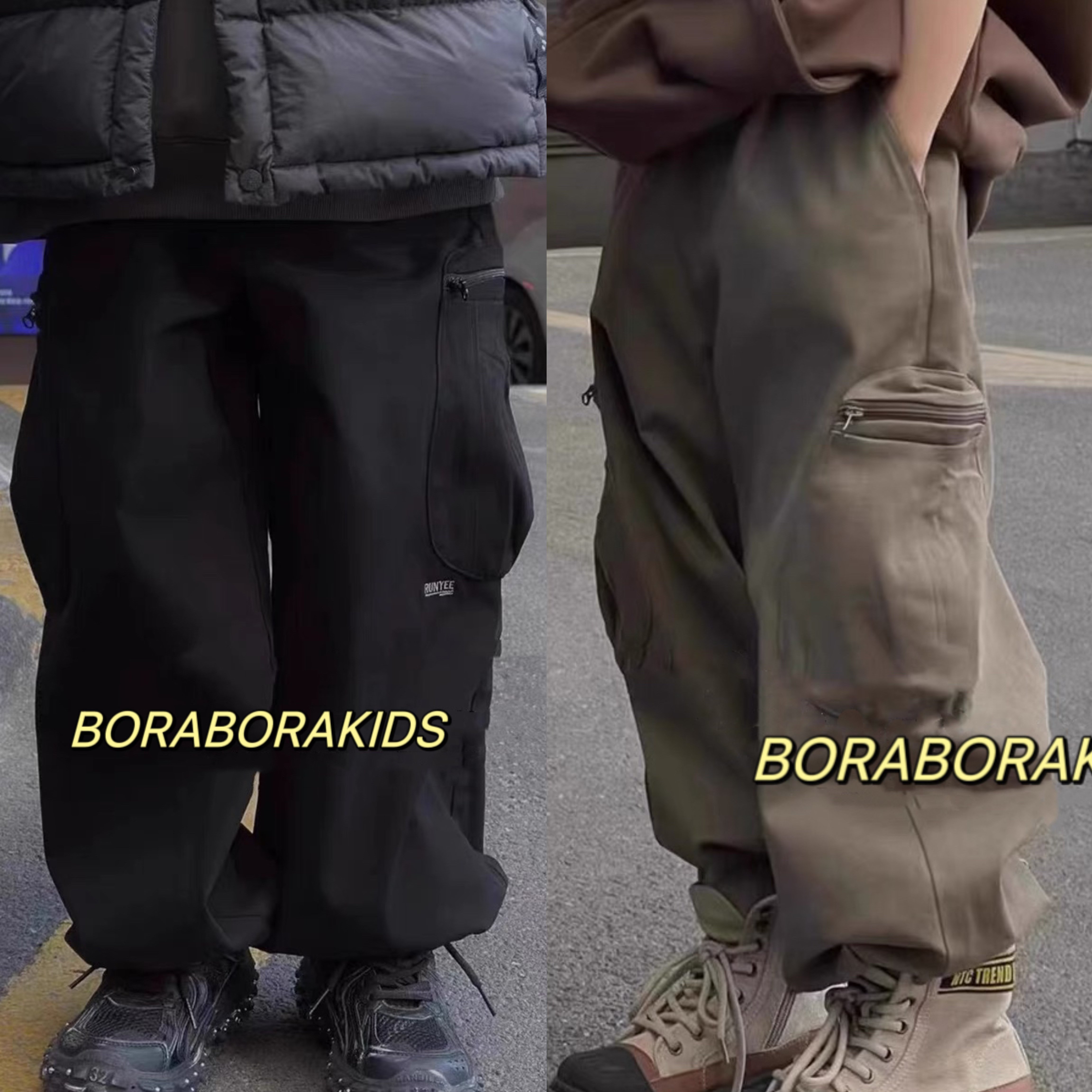 波拉韩国童装女童加绒工装裤春冬儿童装洋气休闲裤男童运动裤子bl