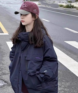 波拉韩国男孩女生小中大儿童青少年冬装连帽工装外套冲锋衣羽绒服