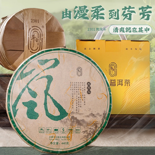 斗记云南普洱茶2301岚风斗新品 440克拼配铁饼生普春茶茶叶