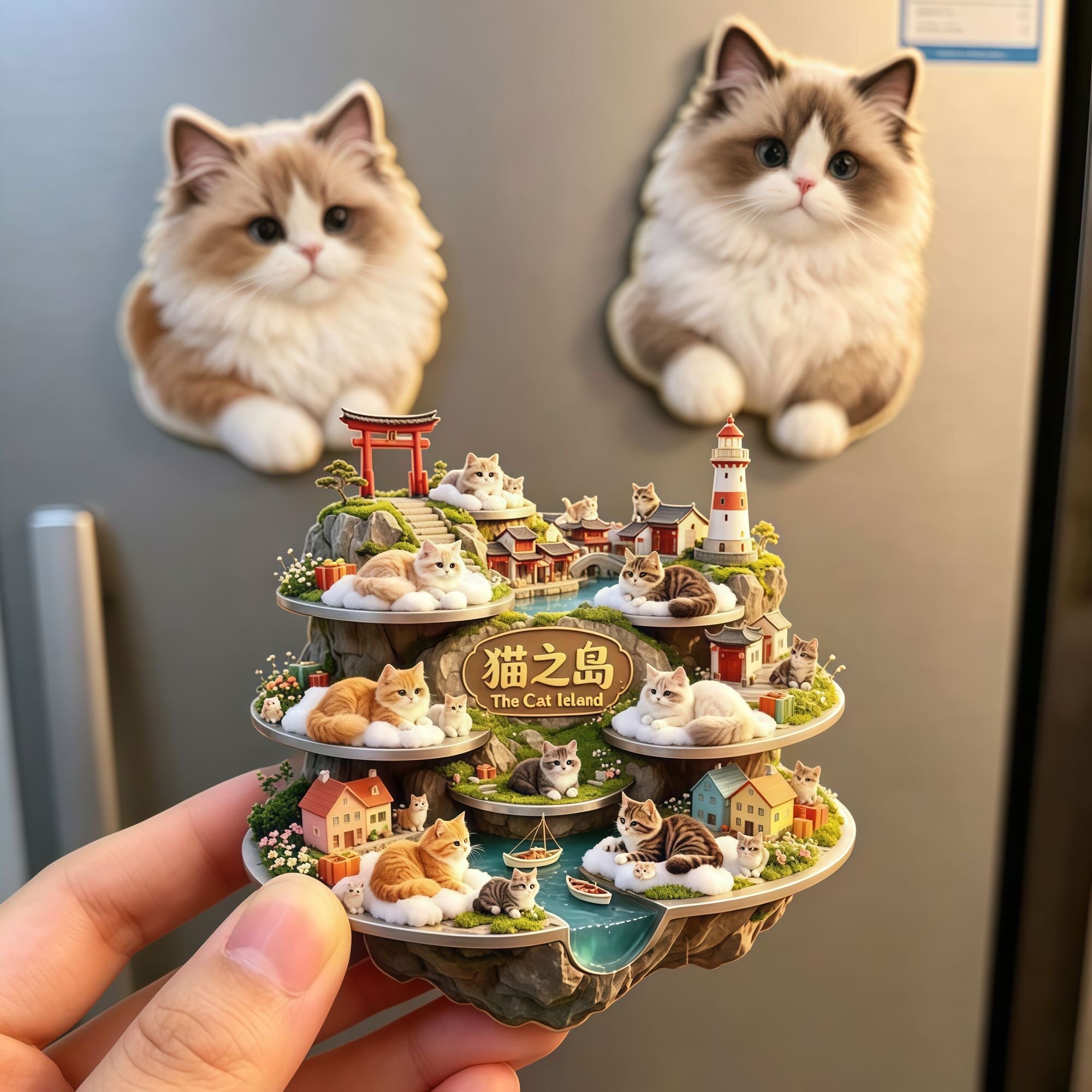 猫咪之家猫之岛冰箱贴金属3D立体萌系玩偶公仔文创伴手礼送闺蜜