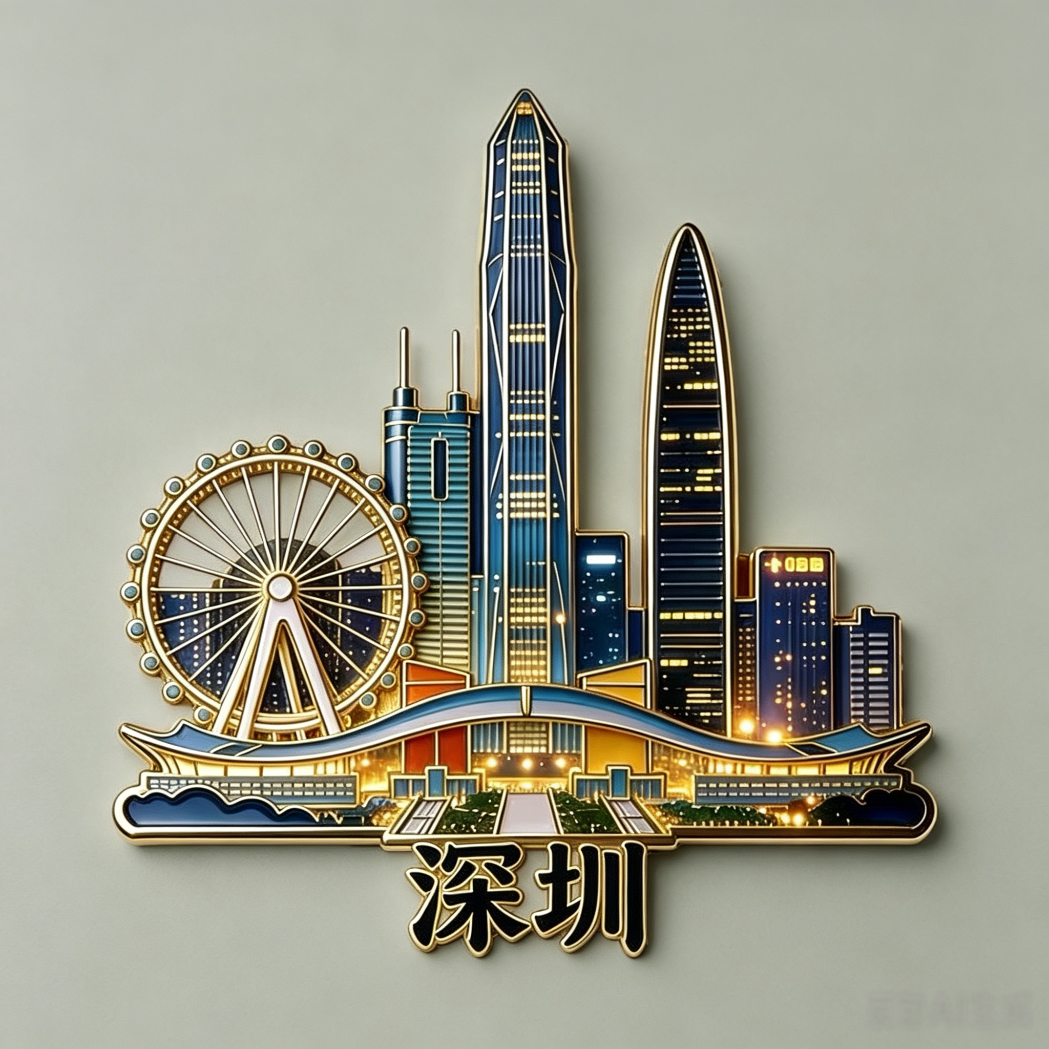 深圳摩天轮春笋城市地标文创冰箱贴建筑景点旅游纪念品礼物伴手礼