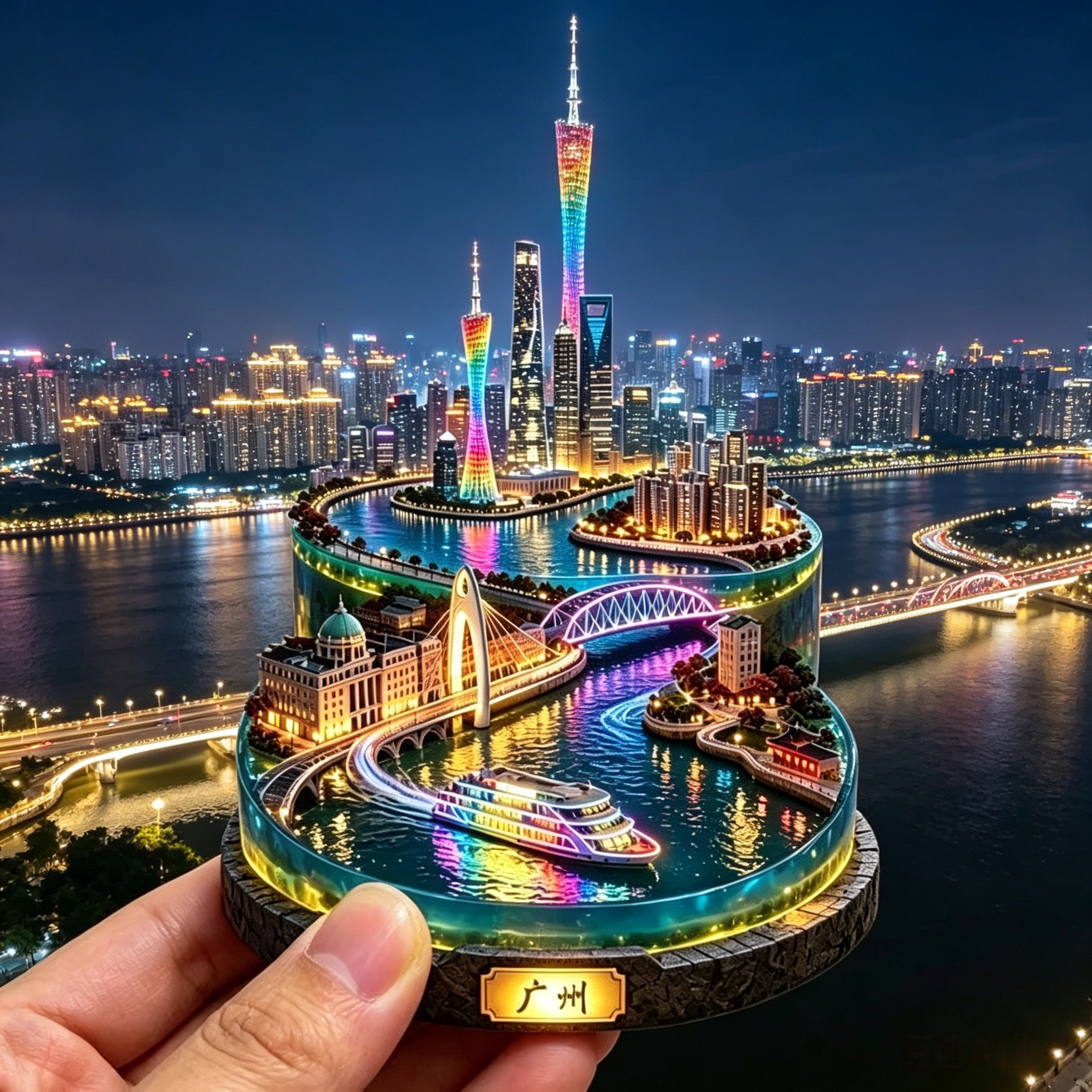 广州地标冰箱贴广州塔小蛮腰珠江夜游文创旅游纪念品磁吸伴手礼