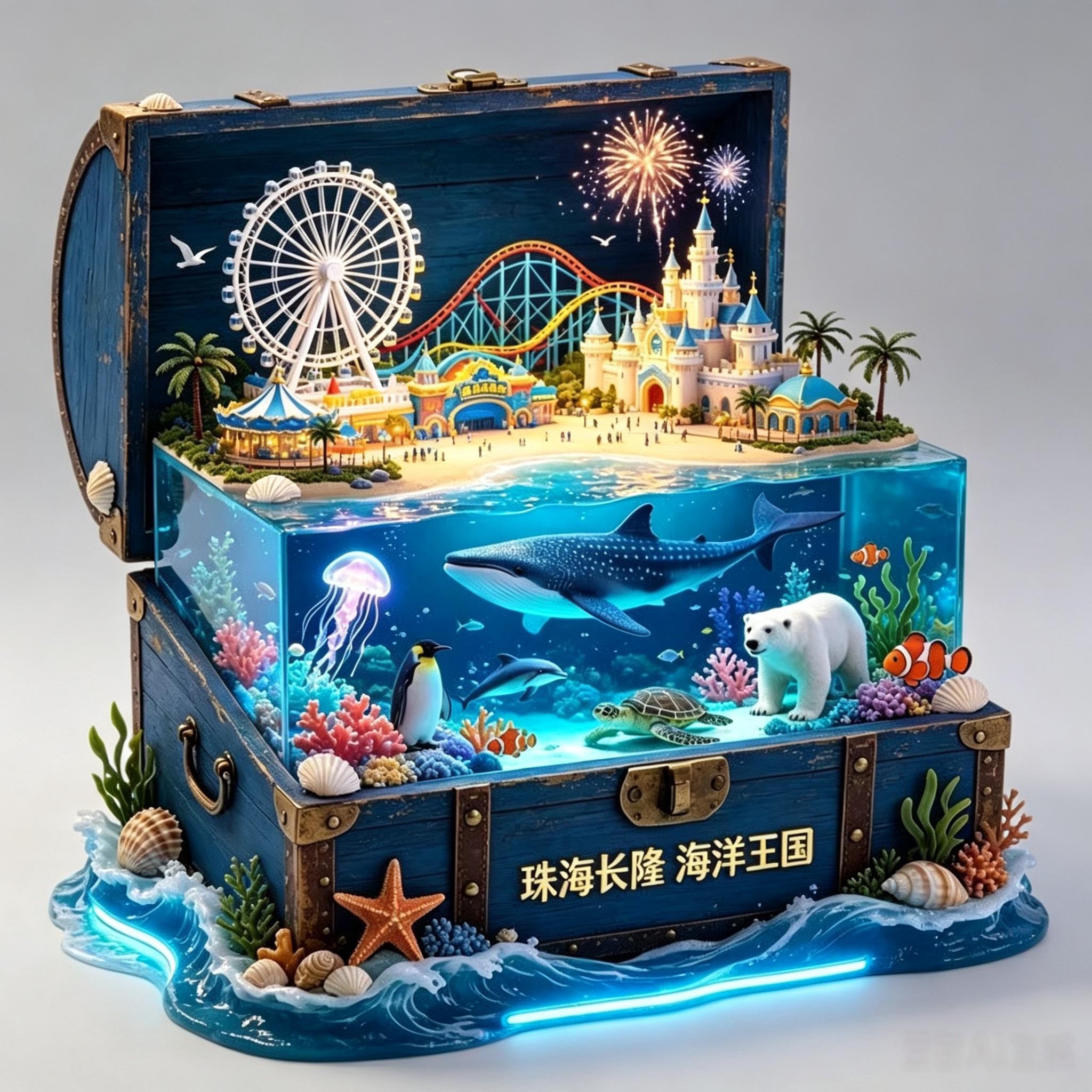 珠海长隆海洋王国冰箱贴金属浮雕磁贴旅游景点文创纪念品伴手礼物