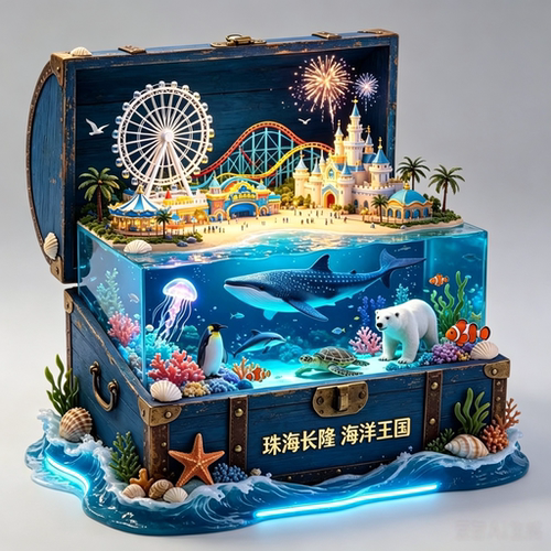 珠海长隆海洋王国金属浮雕冰箱贴