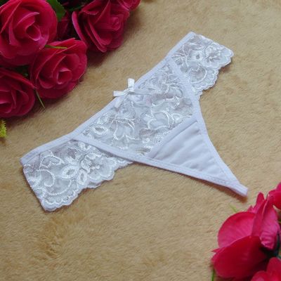 性感女士花边网纱低腰透视丁字裤