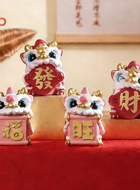 新年发大财国潮醒狮招财摆件