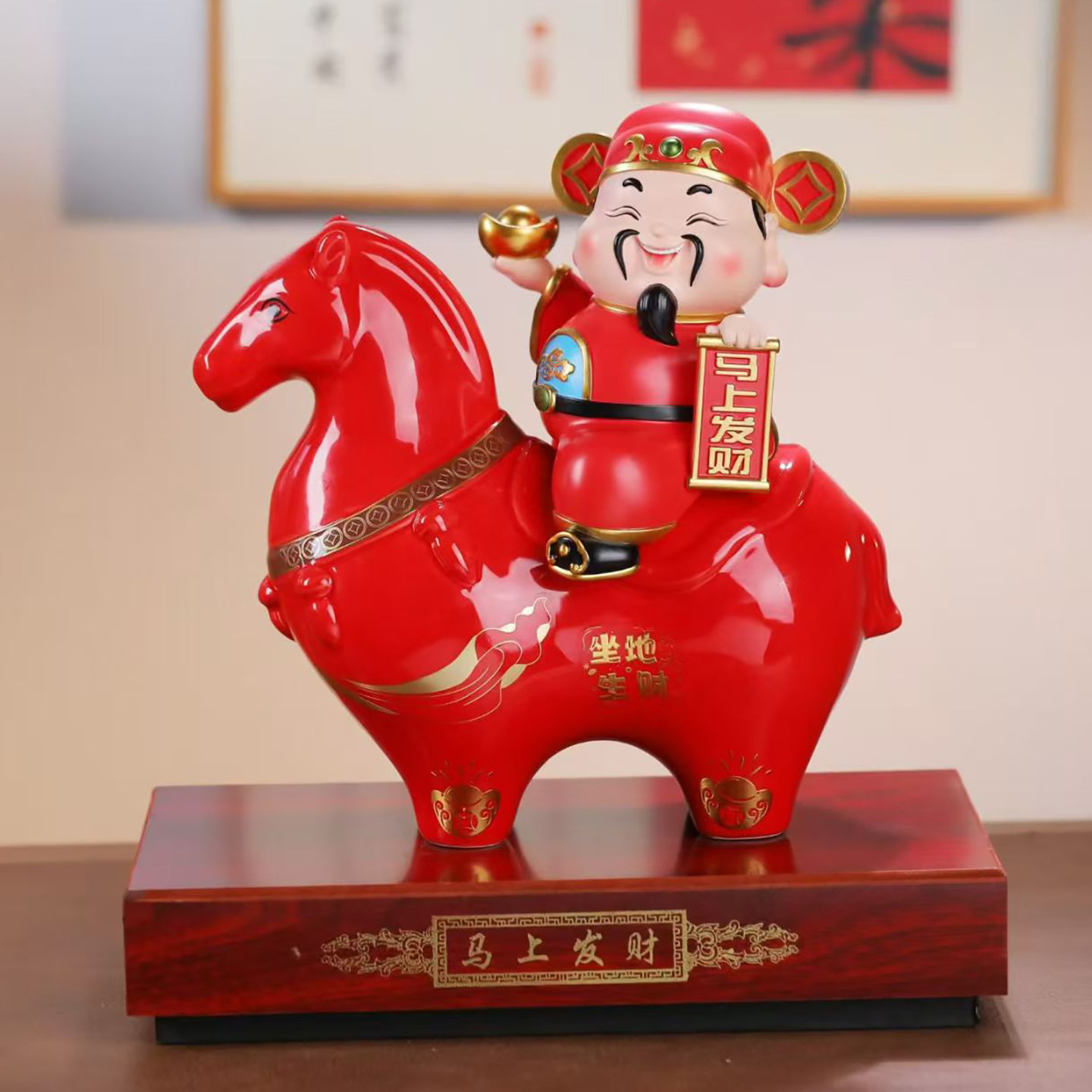 2026年新款陶瓷生肖马摆件家用密封酒壶3斤装封坛珍藏酒具财神爷