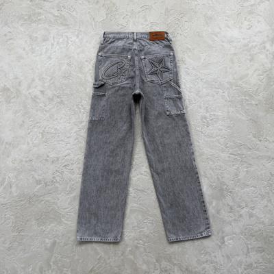 Corteiz牛仔纯色长裤直筒宽松休闲欧美明星同款百搭UKDRIPDRILL