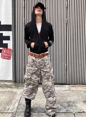 Joshua Jamal迷彩工装长裤机能多口袋宽松休闲直筒欧美明星同款