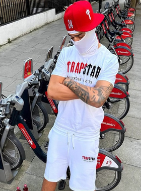 Trapstar夏季短袖短裤套装T恤欧美明星同款UKDRIPDRILL说唱街头