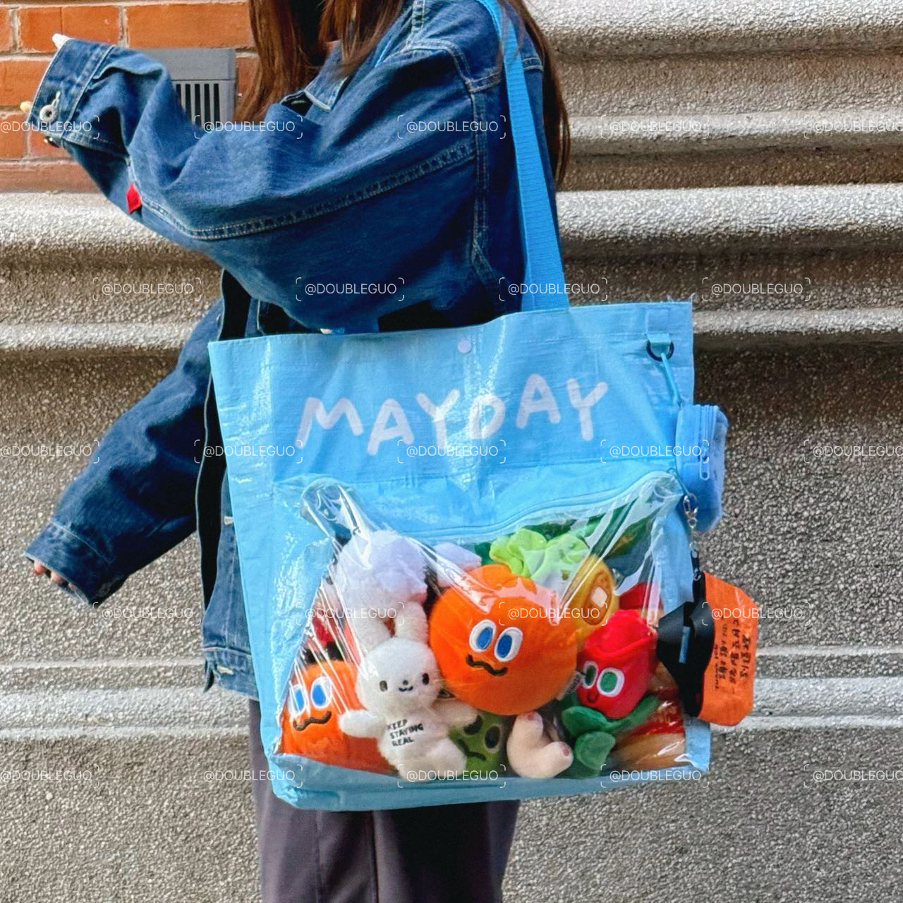DoubleGuo 痛包娃包五月天mayday手提编织袋应援演唱会周边蓝色
