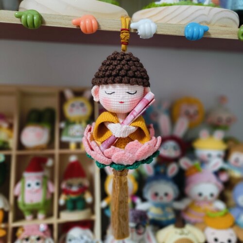 手工编织佛陀车挂保平安毛线diy