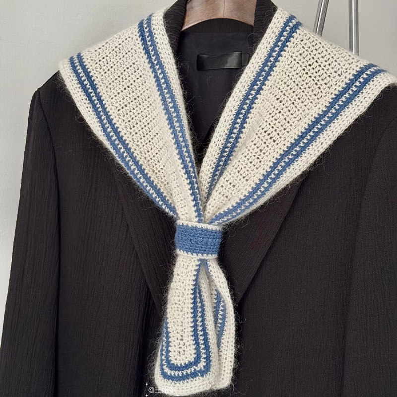 手工DIY编织海军风披肩毛线钩针自制复古风外搭材料包送女友礼物,服饰配件/皮带/帽子/围巾,毛线,淘宝优惠券,粉丝福利购,淘宝优惠卷