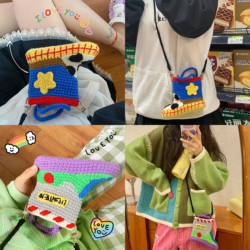 手工钩针编织diy巴斯光年雨靴包