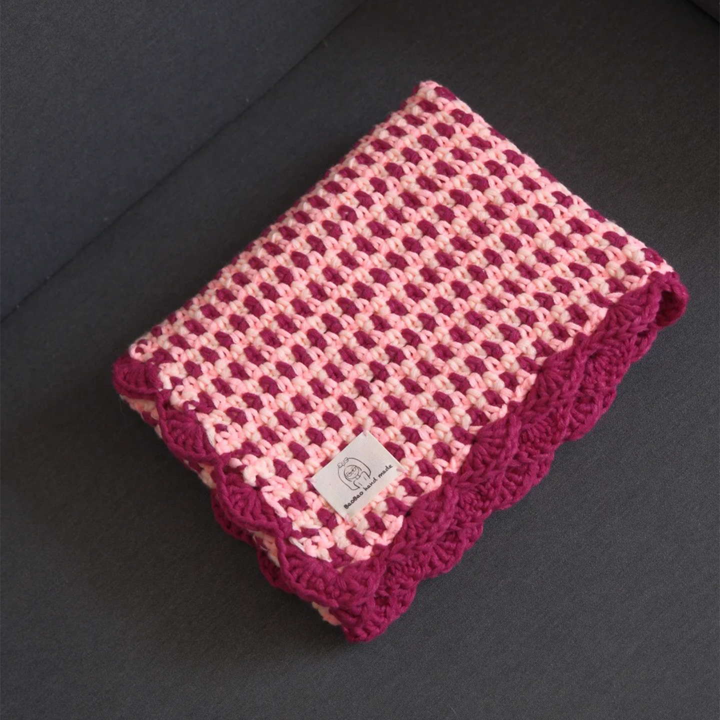 树莓格纹毯子手工钩织午休毯保暖好看实用送朋友DIY材料包,服饰配件/皮带/帽子/围巾,DIY编织材料包,淘宝优惠券,粉丝福利购,淘宝优惠卷