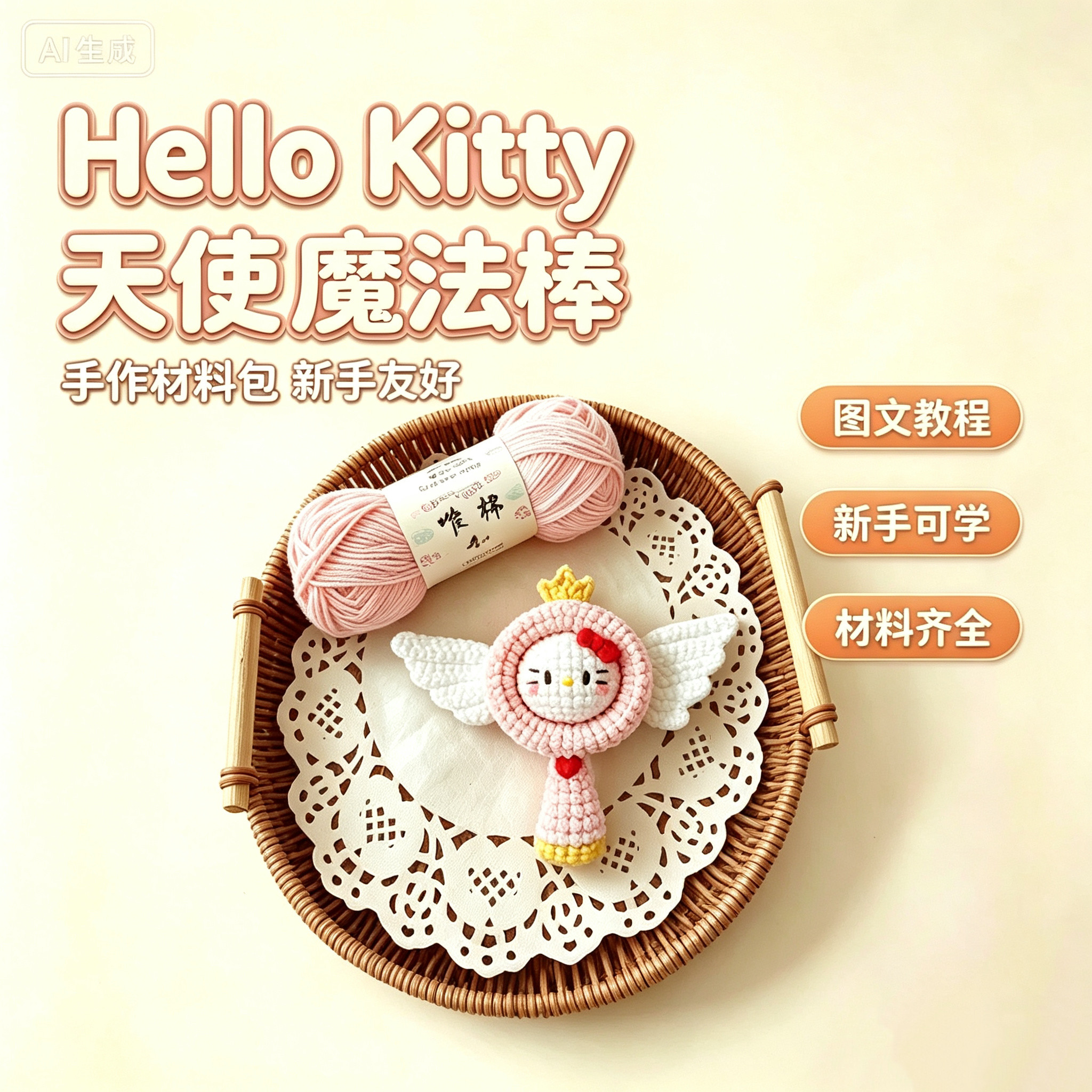 HelloKitty天使魔法棒编织包