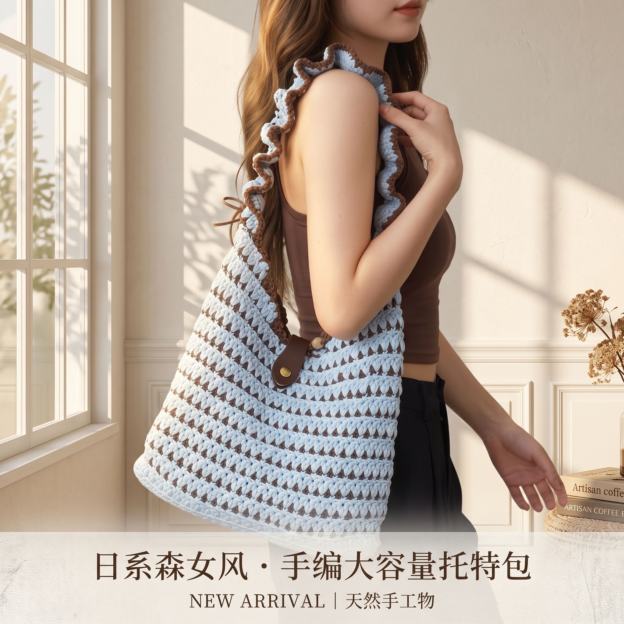 毛线钩织大容量托特包DIY材料包