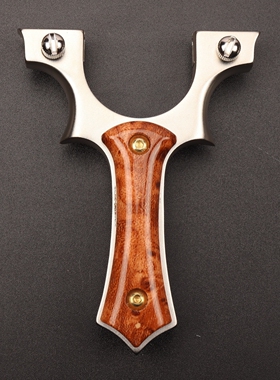 新款不锈钢户外扁皮筋9025黄色小牛弹弓快压夹片弹弓