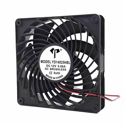 全新原装亿达滚珠 YD14025HBL 0.66A 14025 12V 14CM 2线散热风扇