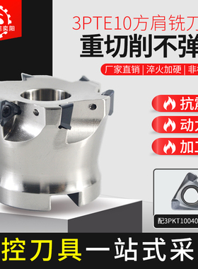 3PTF10方肩直角数控快铣刀盘 3PKT1004-M立铣通装90度特固克刀片