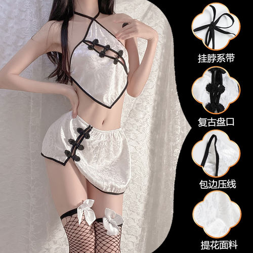 奥兰王妃肚兜旗袍挂脖性感睡裙